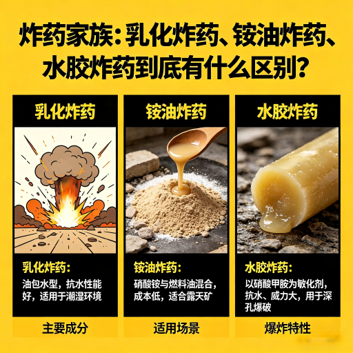 罗庄炸药家族：乳化炸药、铵油炸药、水胶炸药到底有什么区别？
